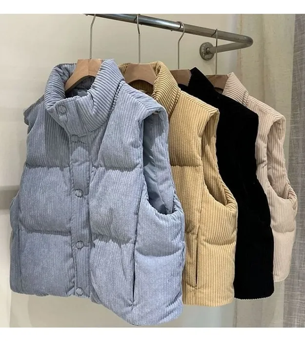 Женский короткий вельветовый жилет