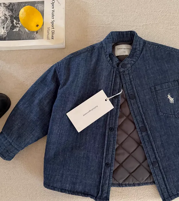 Детская хлопковая зимняя джинсовая рубашка