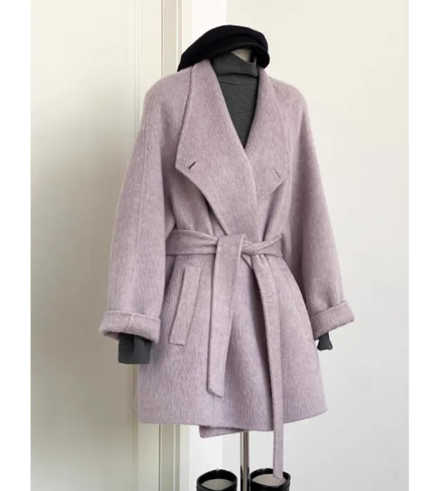 Высококачественное шерстяное пальто со шнуровкой