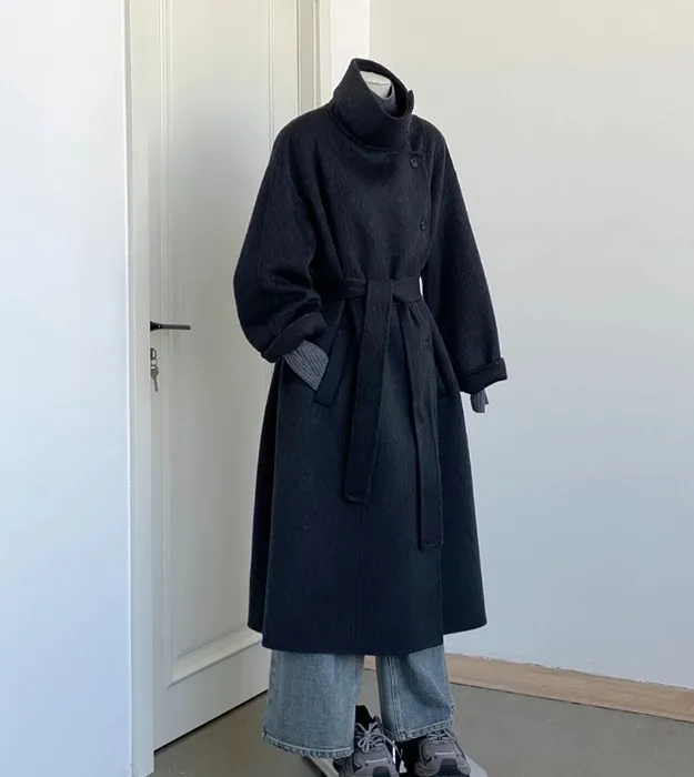 Высококачественное длинное шерстяное пальто