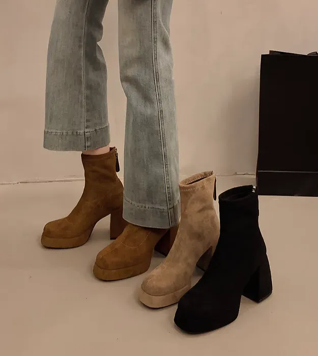 Женские утеплённые ботильоны-сапоги